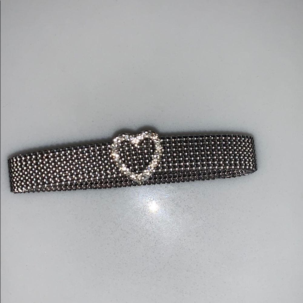 Diamond Heart Bracelet on Silver Chain-18K - Picture 3 of 6